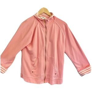 Anne Klein Sport Sweatshirt‎ Jacket Women's XL Pink & White goldtone full zip